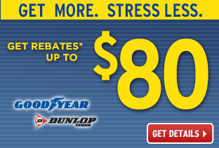 Get up to an $80 Mail-in Rebate on Goodyear Dunlop Tires!