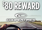 Get up to a $80 Cooper Tires Visa Prepaid Card!